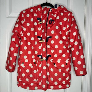 MINI BODEN Polka Dot Lined Girls Winter‎ Toggle Hooded Jacket Size 9-10y